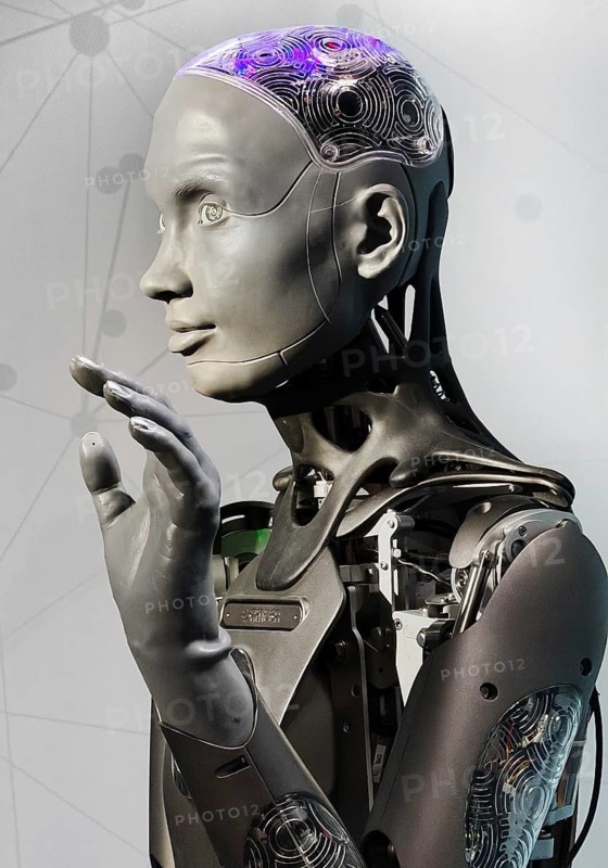 Humanoid robot for human-machine communication, artificial intelligence, AI, exhibition, history of the future, Germany