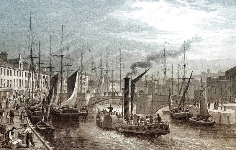 Leith Harbour, from the Pier, Edinburgh, Scotland, 19th century, from Modern Athens by Th. H. Shepherd