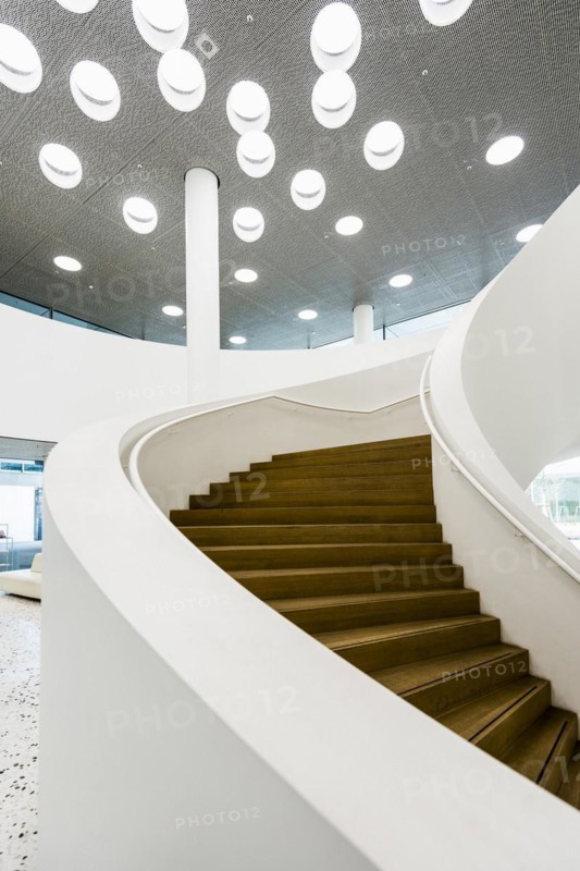 Spiral staircase, Roche Towers, Architects Herzog and de Meuron, Basel, Canton of Basel-Stadt, Switzerland