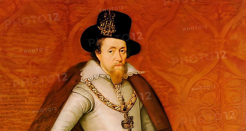 James VI and I, James Charles Stuart, 1566 – 1625, King of England, Scotland and Ireland, digitally edited after a painting by John de Critz, 1606