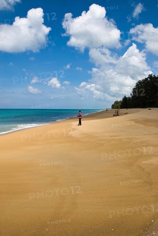 Mai Khao Beach in the north of the Thai holiday island Phuket, Thailand, Siam, Asia, Southeast Asia, beach, sandy beach, island, holiday paradise, blue sky