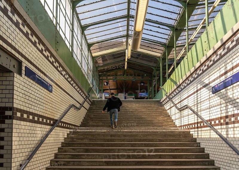 Stairs to the S-Bahn platforms at Lichterfelde West station, Berlin, Germany