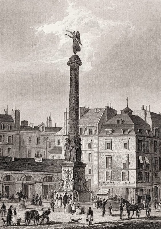 The Place du Châtelet, Paris, antique steel engraved print, 1831