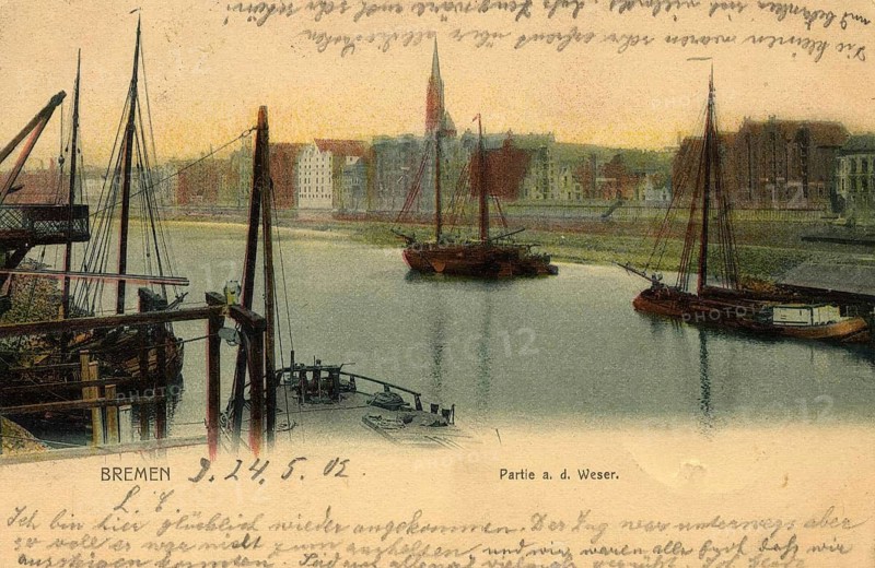 Historical postcard around 1900, Bremen, Germany, reproduction of a postcard, historical