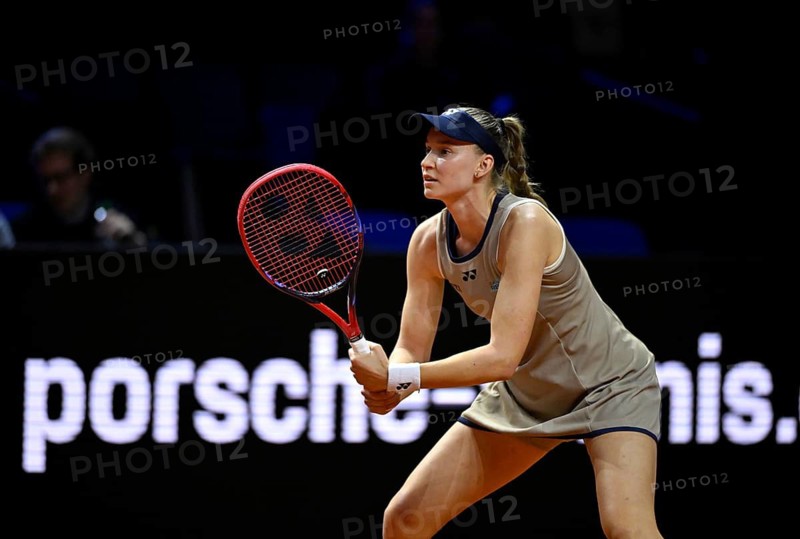 Action Elena Jelena Rybakina (KAZ) Women's Porsche Tennis Grand Prix Porsche Arena, Stuttgart, Baden-Württemberg, Germany