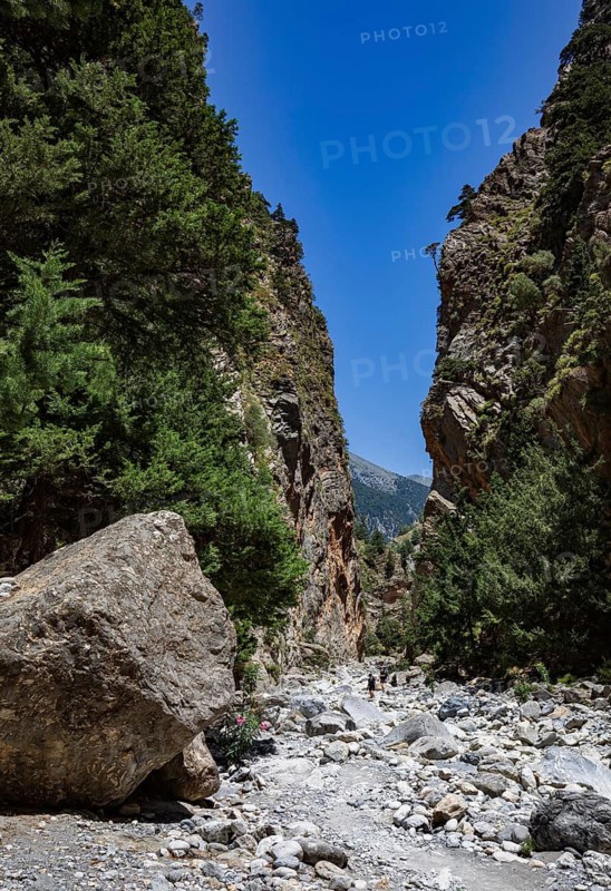 Hiking trail through the Samaria Gorge, south coast, Crete, Greece