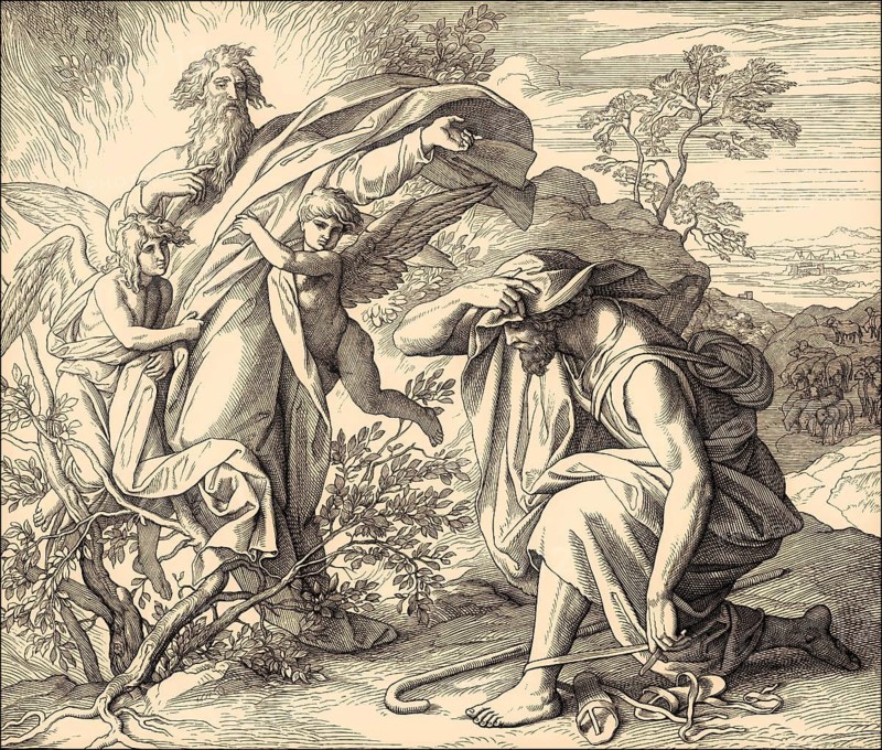 Burning Bush, Old Testament, by Julius Schnorr von Carolsfeld, 1860
