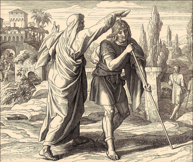Samuel anoints Saul as king, Old Testament, by Julius Schnorr von Carolsfeld