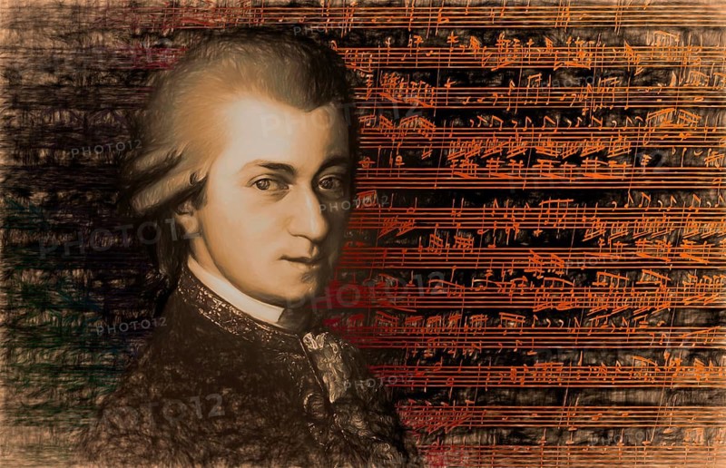 Wolfgang Amadeus Mozart, 1756 – 1791, composer of classical music, First Viennese School, notesheet from Allegro and Andante, Fantasy in F minor for mechanical organ, KV 608, 1791, digitally edited
