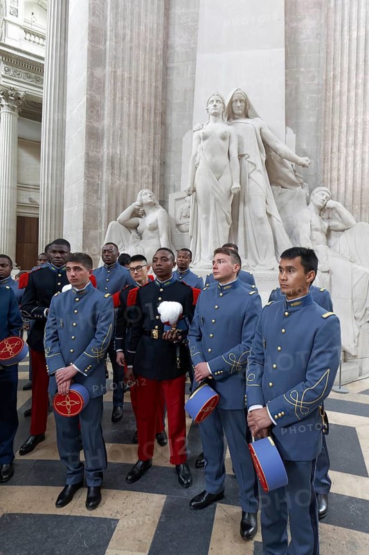 École Polytechnique cadets, military students visit the Panthéon, National Hall of Fame, Latin Quarter, Paris, France
