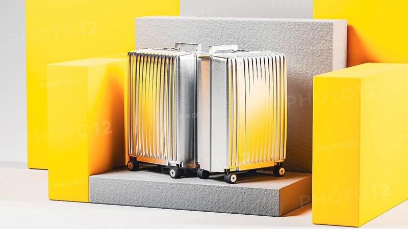 A collection of shining suitcases stands against a neutral backdrop, inviting thoughts of new adventures and exciting journeys to distant places