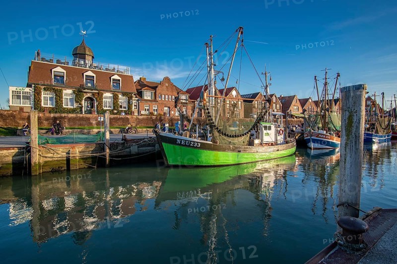 The port of Neuharlingersiel, East Frisia, Lower Saxony, fishing boats, fishing trawler, East Frisia, Lower Saxony, Federal Republic of Germany