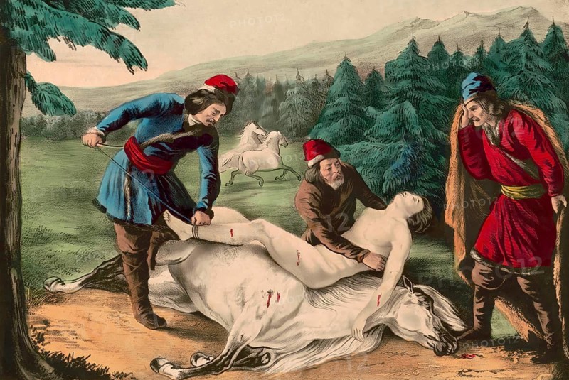 Scene from Mazeppa, a narrative poem written by Lord Byron in 1819, digital edited