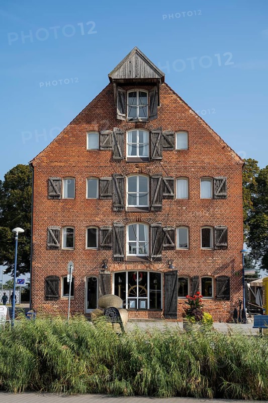 Former warehouse building on the castle island, Wolgast, Usedom Island, Mecklenburg-Western Pomerania, Germany