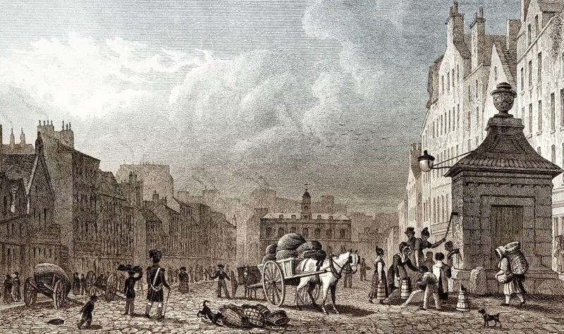 The Grass Market, looking West, Edinburgh, Scotland, 19th century, from Modern Athens by Th. H. Shepherd