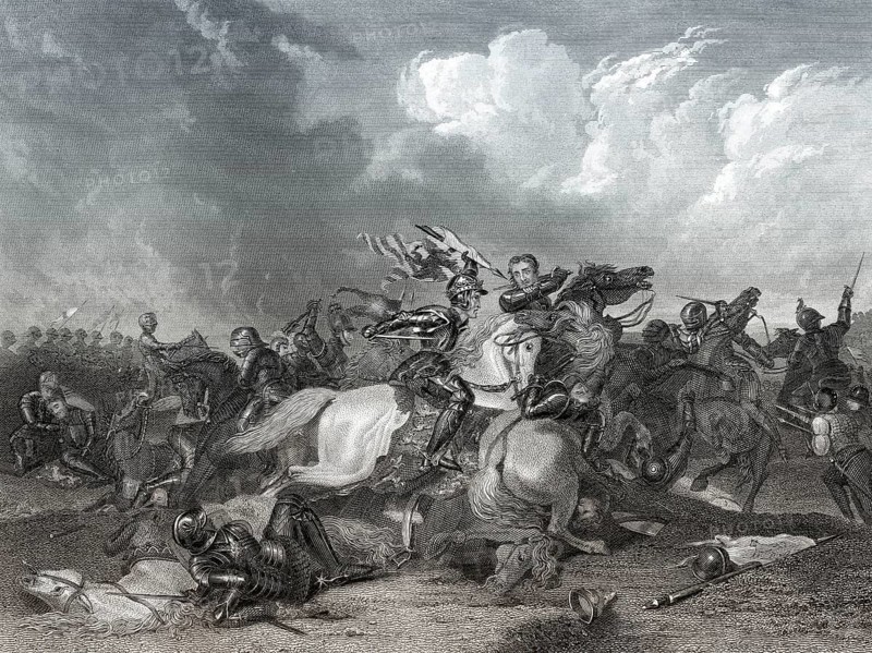 Richard III. und der Earl of Richmond in der Schlacht von Bosworth, 1485, Rosenkriege