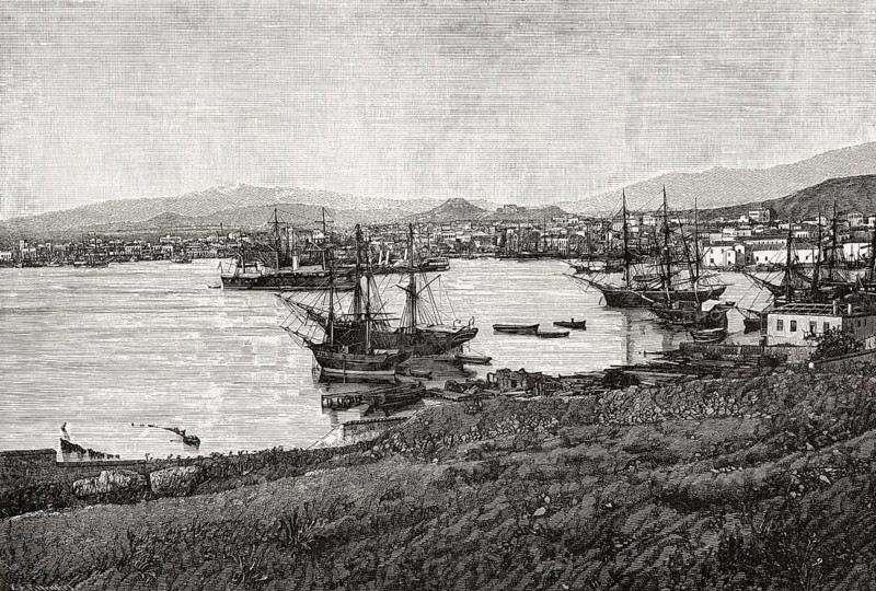 The port of Piraeus, a port city in the region of Attica, Greece, 19th century