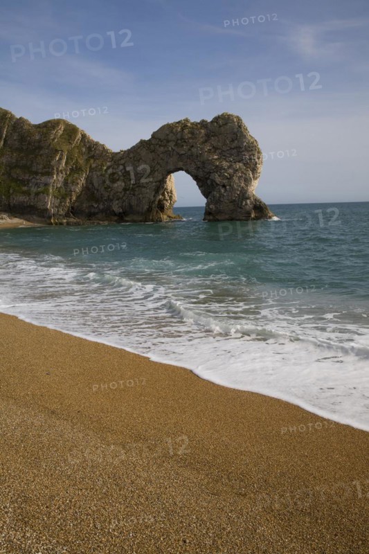 Famous natural coastal arch of Durdle Door on the Jurassic coast, Dorset, England, United Kingdom