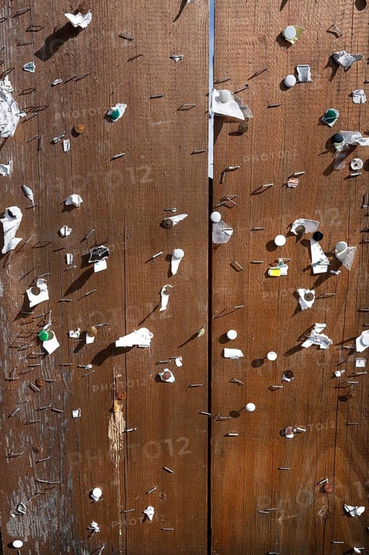Tacks and staple on a notice board, Franconia, Bavaria, Germany