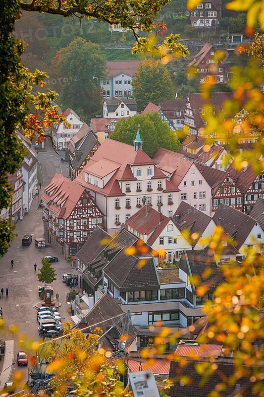 Town hall in half-timbered town, Calw, Black Forest, Germany