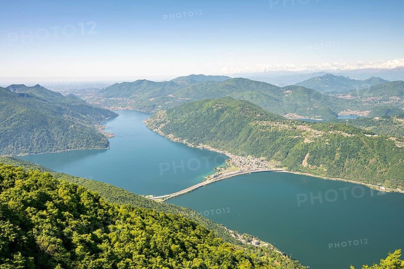 View of Lake Lugano from Mount Sighignola, Balcone Svizzero, Tessin, Switzerland