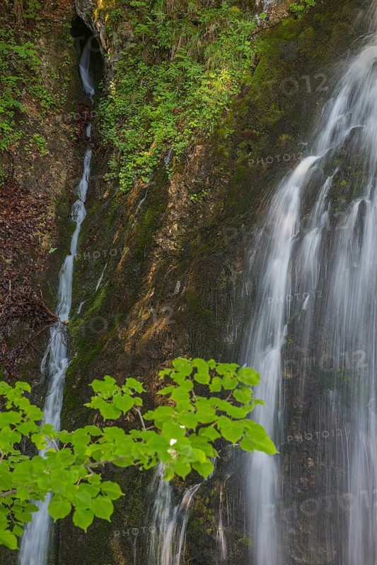 Flowing water of the Schwarzbach creek, Golling Waterfall, Golling an der Salzach
