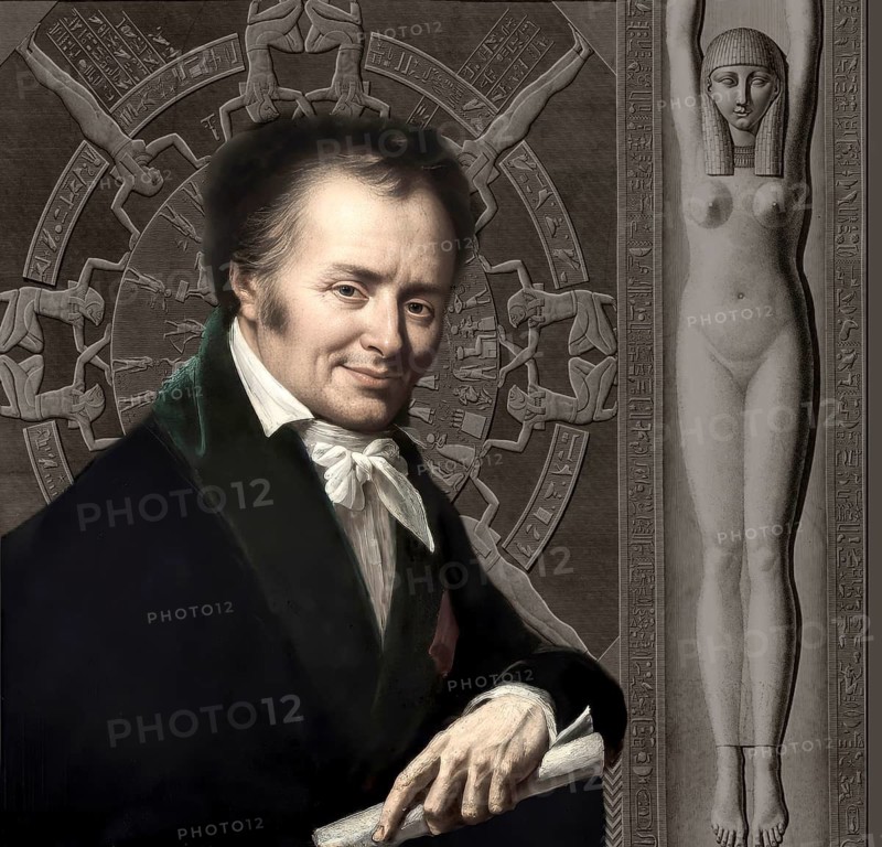 Dominique Vivant, Baron Denon, 1747 – 1825, French artist, writer, diplomat, author, and archaeologist, Dendera zodiac, Ancient Dendera Temple complex, Dendera, Egypt, digitally edited