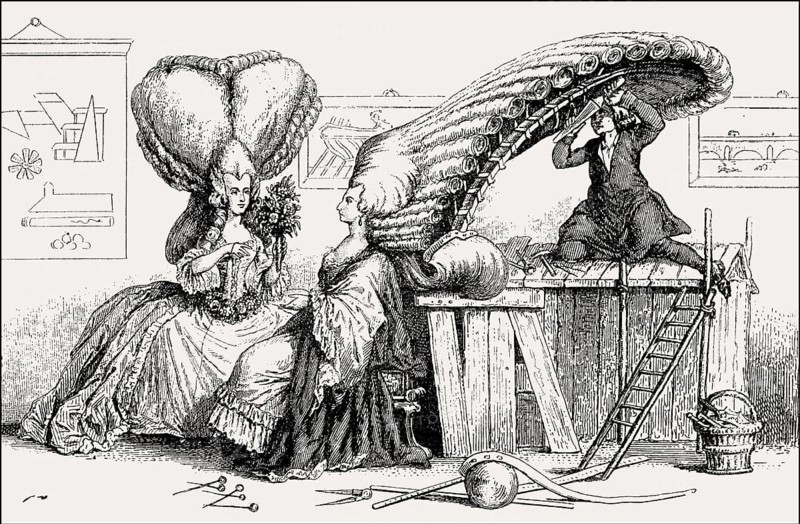 Caricature, hairdo popular in the 18th century