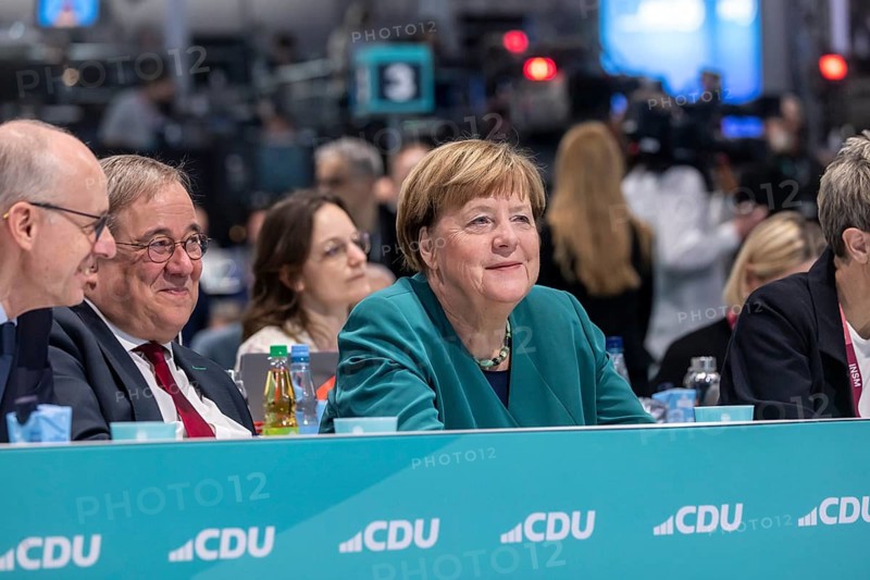 38th Federal Party Congress of the CDU of Germany in Stuttgart. Armin Laschet and Angela Merkel. Stuttgart, Baden-Württemberg, Germany