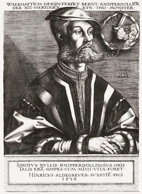 Portrait of Bernhard Knipperdolling, c. 1495 – 1536, German leader of the Münster Anabaptists, digitally edited