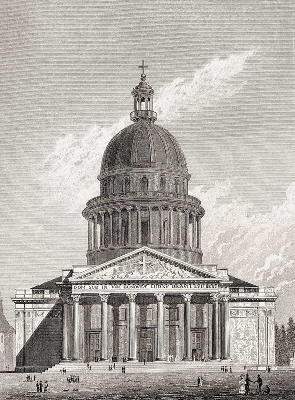The Panthéon, Paris, antique steel engraved print, 1831