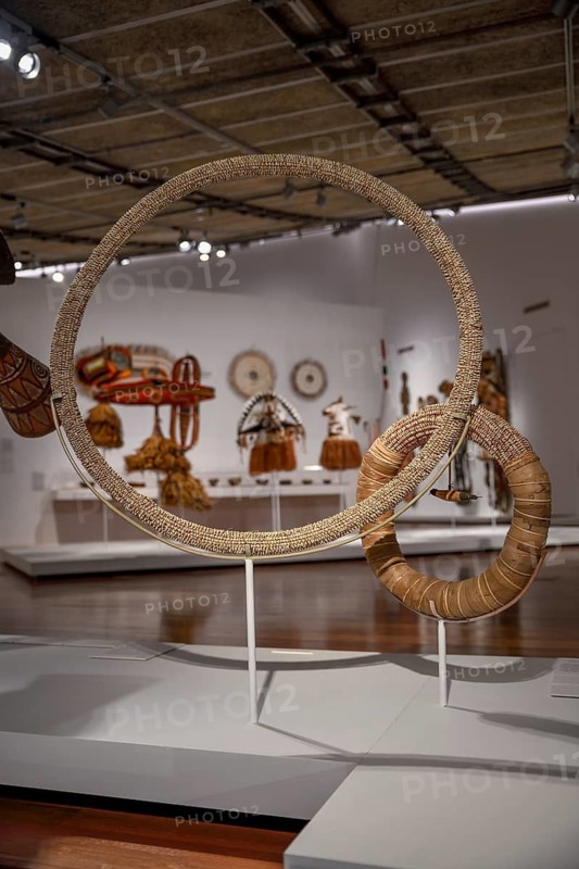 Shell money hoops in the National Museum, made by the Tolai tribe from the houses of the Nassa snail (Nassarius arcularius), Port Moresby, Papua New Guinea