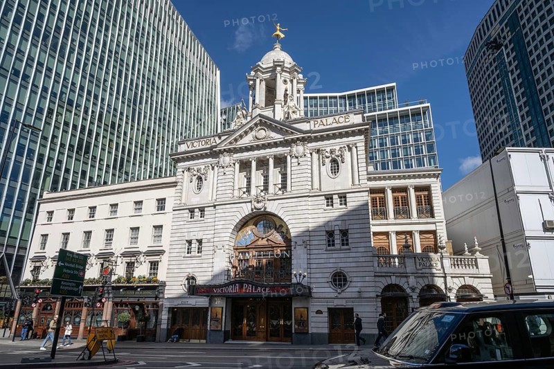 London, UK, March 26th 2026. The Victoria Palace Theatre, a West End theatre in Victoria Street showing Hamilton the Musical, a successful box office performance. City of Westminster, London West End, United Kingdom