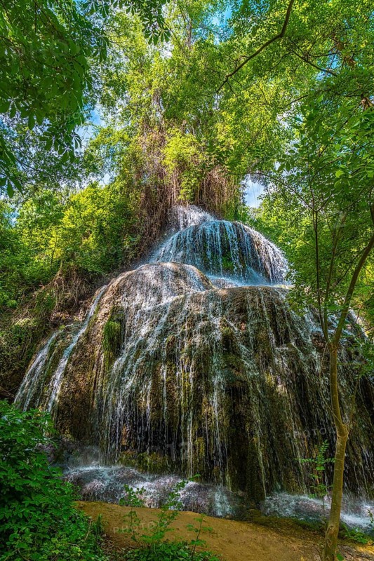 Trinidad waterfall in the Natural Park of the Monastery of Piedra, Aragon, Spain