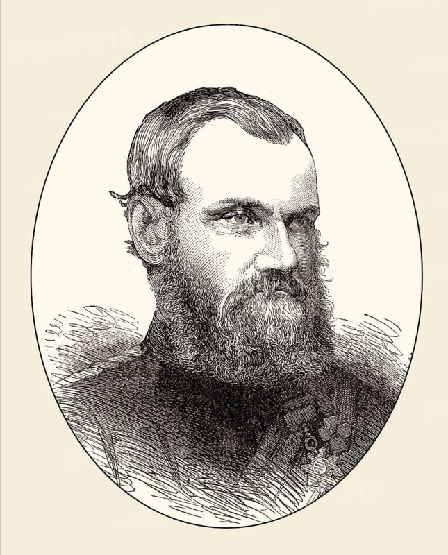 General Sir Samuel James Browne, 1824-1901, British Indian Army cavalry officer in India and Afghanistan, From British Battles on Land and Sea, by James Grant