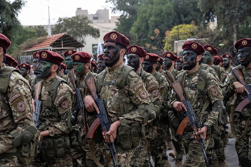 Damascus, Syria. December 8th 2025. The Syrian transitional government army stages a military parade at Umayyad Square as part of the Liberation Day anniversary, Damascus, Syria