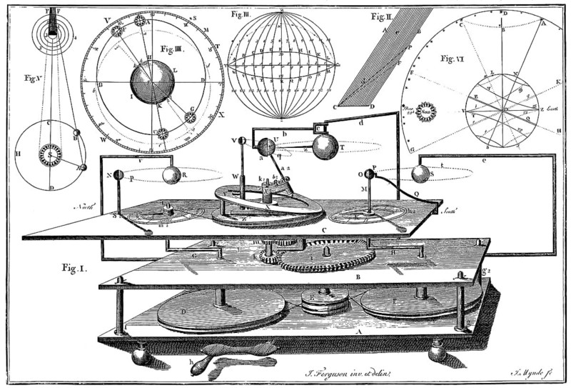 A mechanism for a model of planetary motion by Joseph Clement, 19th century