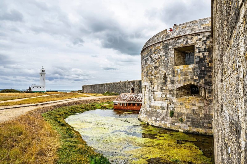 Hurst Point Lighthouse and Hurst Castle, Hurst Spit, Milford on Sea, Lymington, Hampshire, UK