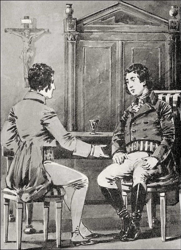 Eduard and the Mittler, scene from the novel Elective Affinities, Die Wahlverwandtschaften by Johann Wolfgang von Goethe