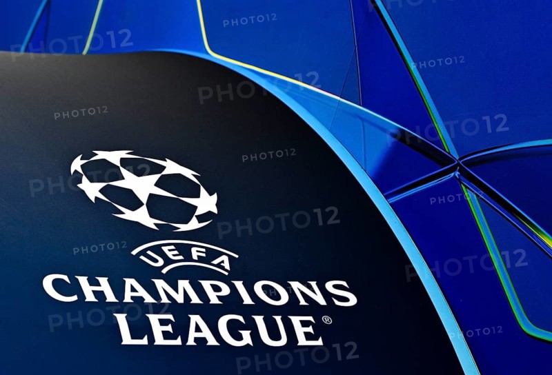 Football logo UEFA Champions League CL Allianz Arena, Munich, Bavaria, Germany