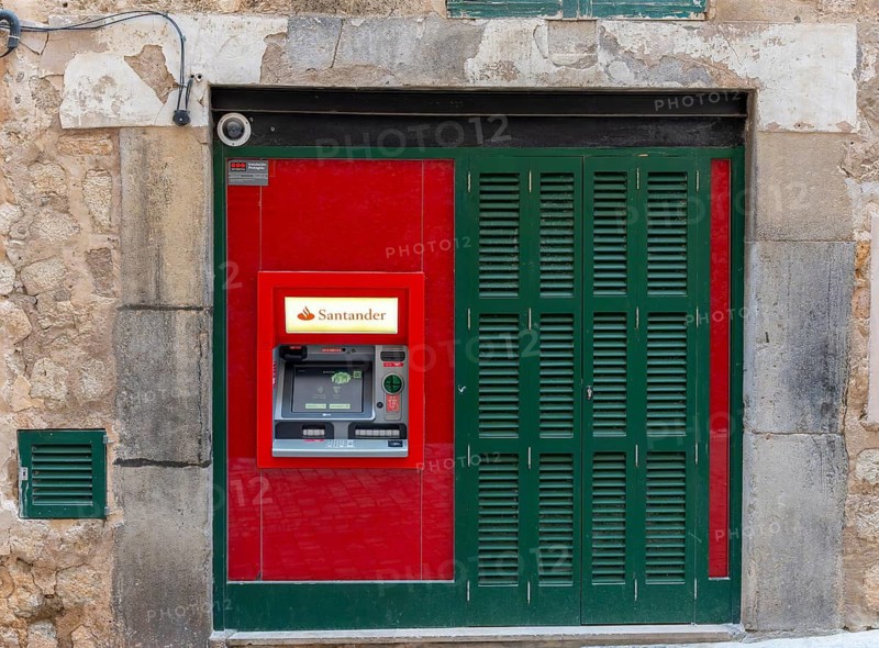 ATMs and Bank Santander, Soller, Majorca, Balearic Islands, Spain
