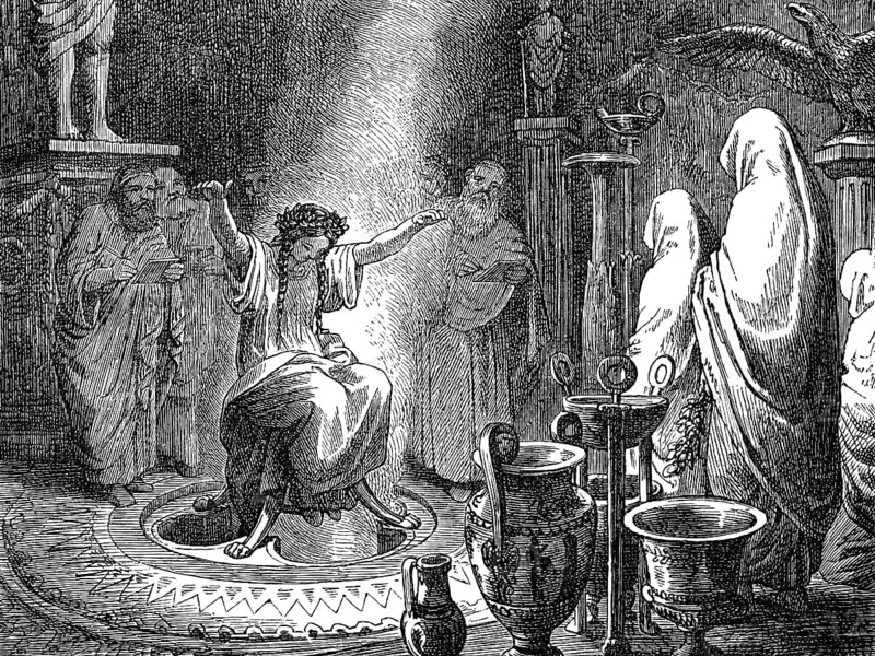 Pythia, the High Priestess of the Temple of Apollo at Delphi, Oracle of Delphi, Ancient Greece