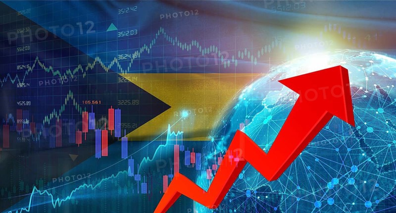 Global financial growth with Bahamas flag. Financial growth with Bahamas flag on economic background