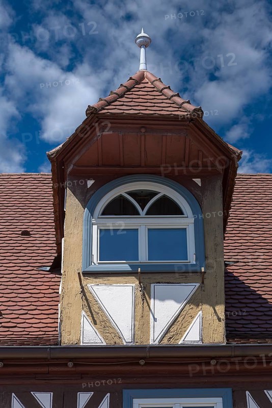 Historic dormer window, 17th century Zeil am Main, Lower Franconia, Bavaria, Germany