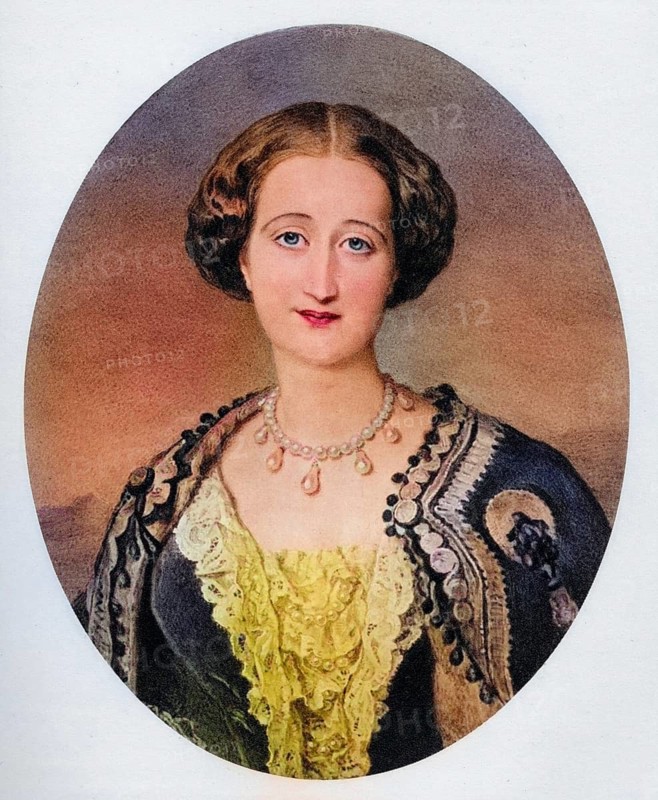 Maria Eugenia Ignacia Augustina Palafox de Guzman Portocarrero & Kirkpatrick 9th Countess of Teba 1826-1920 Empress Eugenie Consort of France, Wife of Napoleon III From the miniature by Sir W. K. Ross in Windsor Castle, Historic, digitally restored reproduction from a 19th century original, Record date not stated