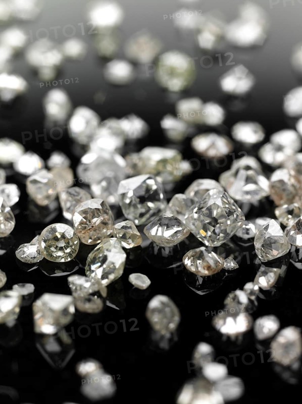 Many valuable diamonds, some rough, some cut, for further processing for the jewellery industry