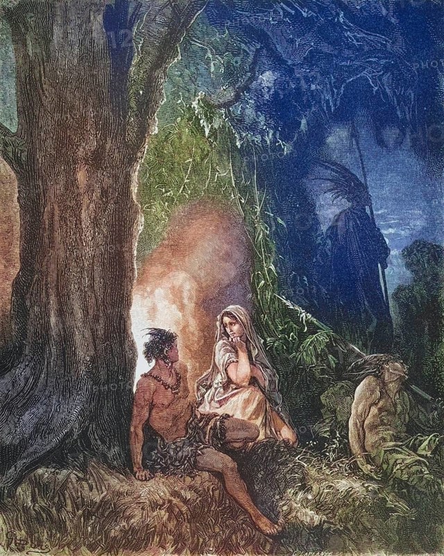 Illustration by Gustave Dore (1832-1883) for illustration of Atala by Chateaubriand, Historical, digitally restored reproduction from a 19th century original, Record date not stated