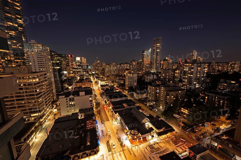 Vancouver downtown with Robson Street, night view