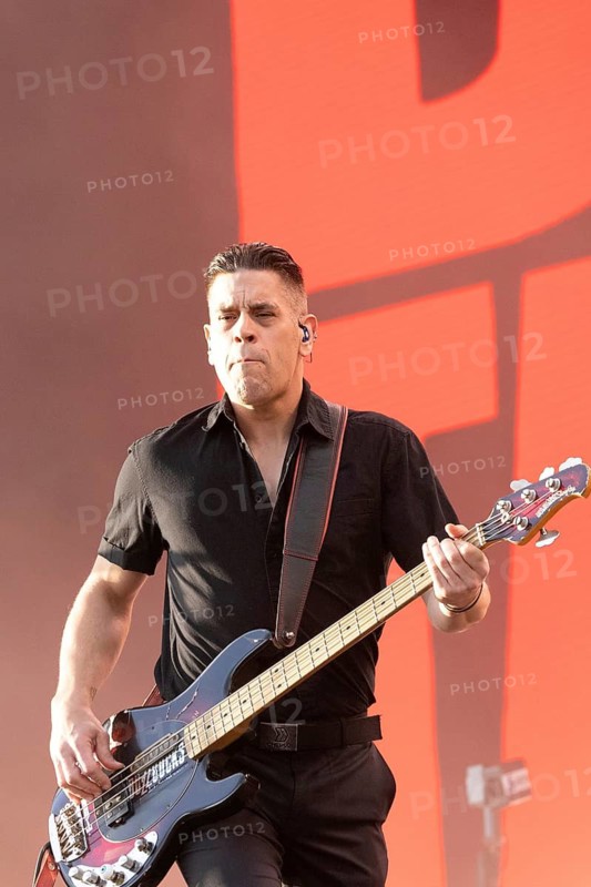 Adenau, Germany, 8 June 2024: Billy Talent (Jonathan Gallant, bassist) play at Rock am Ring. The festival takes place at the Nürburgring race track near the town of Adenau from 7 to 9 June 2024