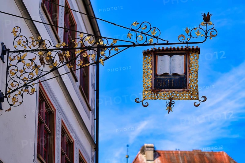 Nose sign, library guild sign, old town, Wangen im Allgäu, Bavaria, Germany